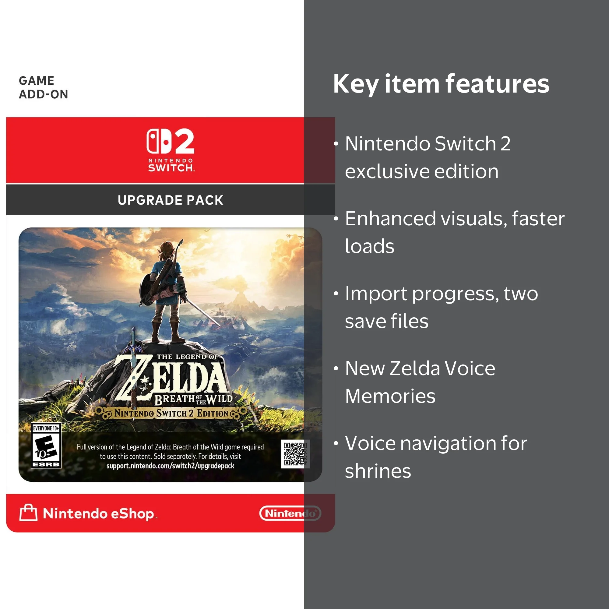 BA 2タイトルセット Nintendo Legend of Zelda Breath of the Wild Upgrade Pack for