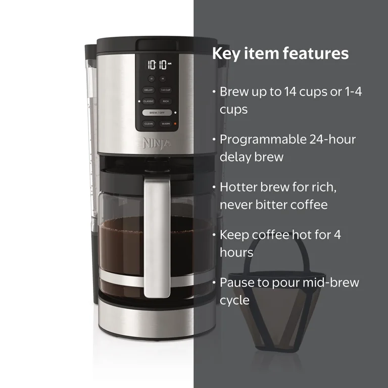 Ninja 大容量ブレンダー タッチパネル Free Shipping! Ninja Coffee Maker, Programmable XL 14-Cup with