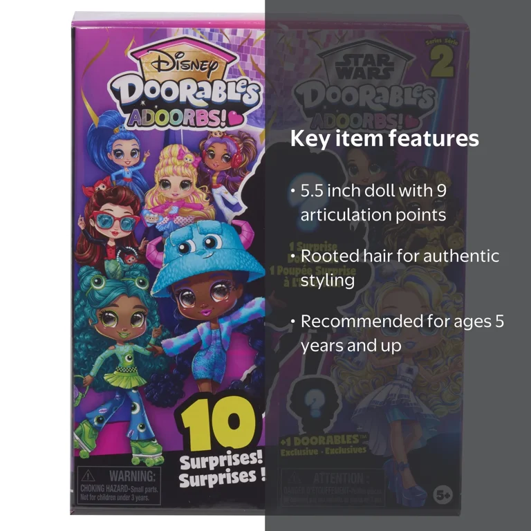 Disney Doorables Adoorbs Dolls Series 2, 9 Characters, 5.5 inch