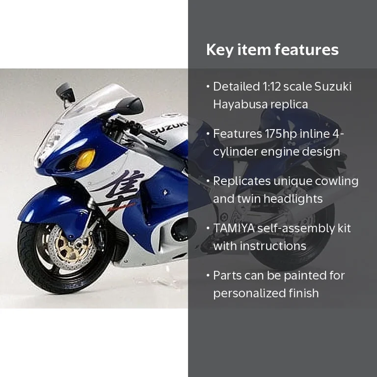 Tamiya Suzuki Hayabusa GSX 1300R Motorcycle 1/12 Scale, Ages 14+
