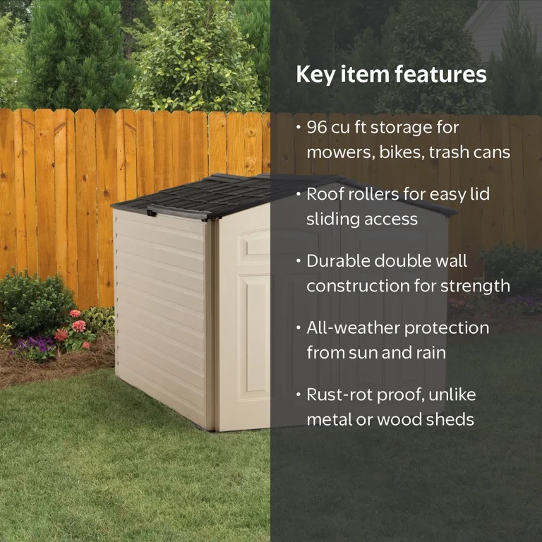 Rubbermaid, Storage Shed, Gray, 96 cu ft, Weather-Resistant Double