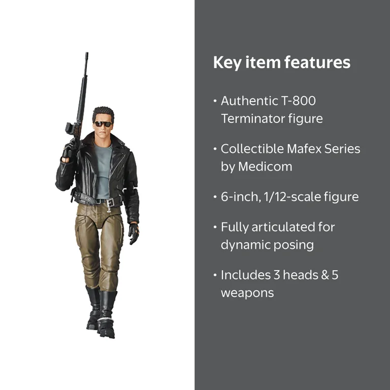 The Terminator 6 Inch Action Figure Mafex - T-800 #176 - Walmart.com