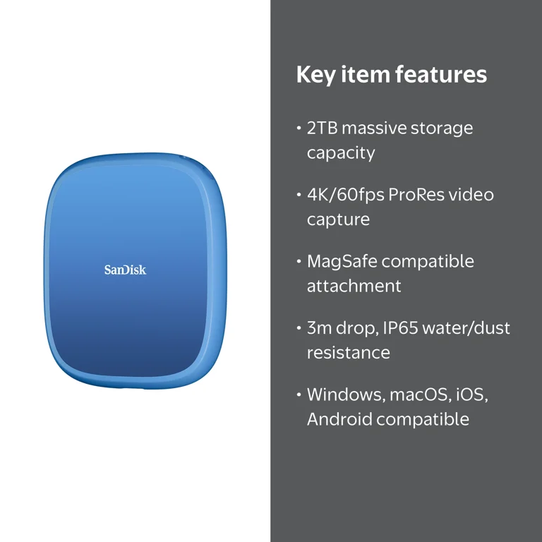 Sandisk 2TB Creator Phone SSD, MagSafe Compatible - SDSSDE62C-2T00
