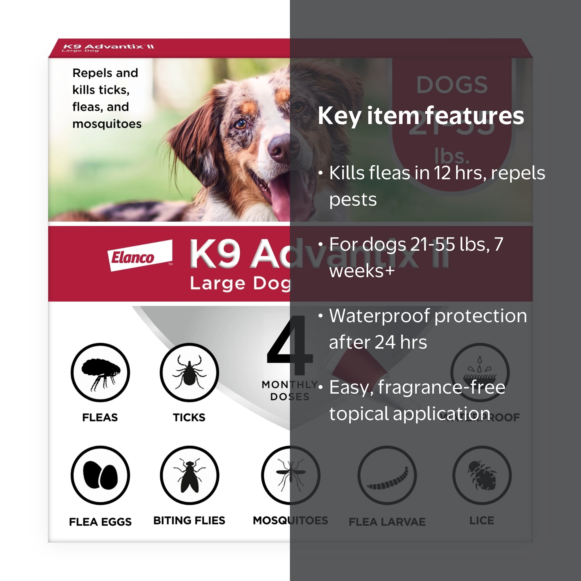 Free Shipping! K9 Advantix II Large Dog Flea Tick Mosquito and