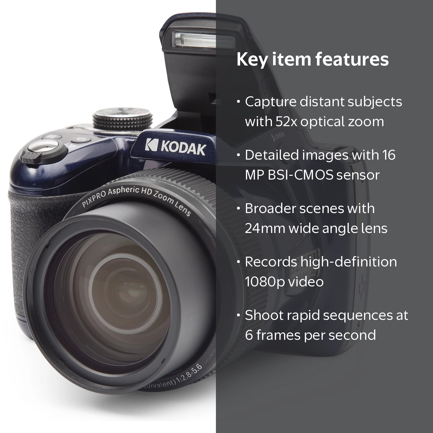 KODAK PIXPRO AZ528 Astro Zoom Digital Camera - 16MP 52X Wi-Fi