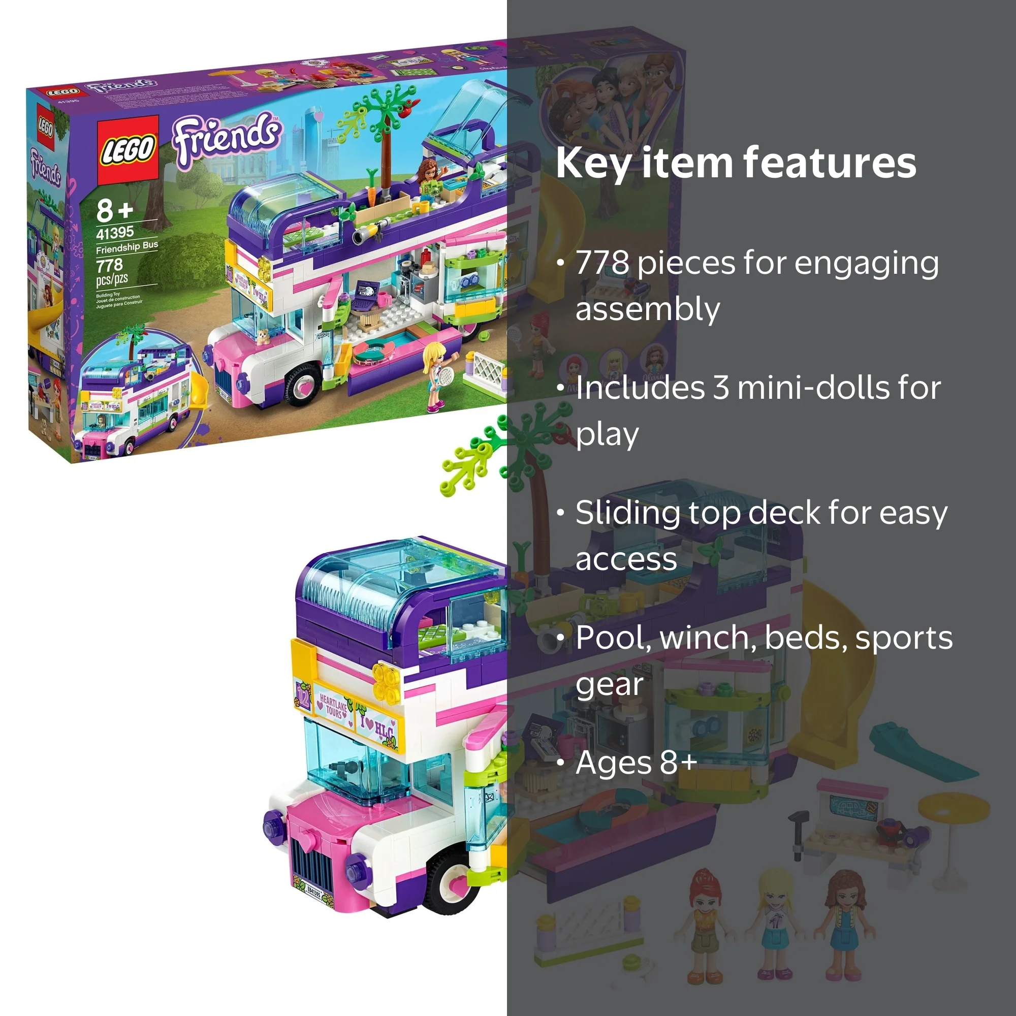 LEGO, Friends Friendship Bus 41395, 778 Pieces, Road Trip