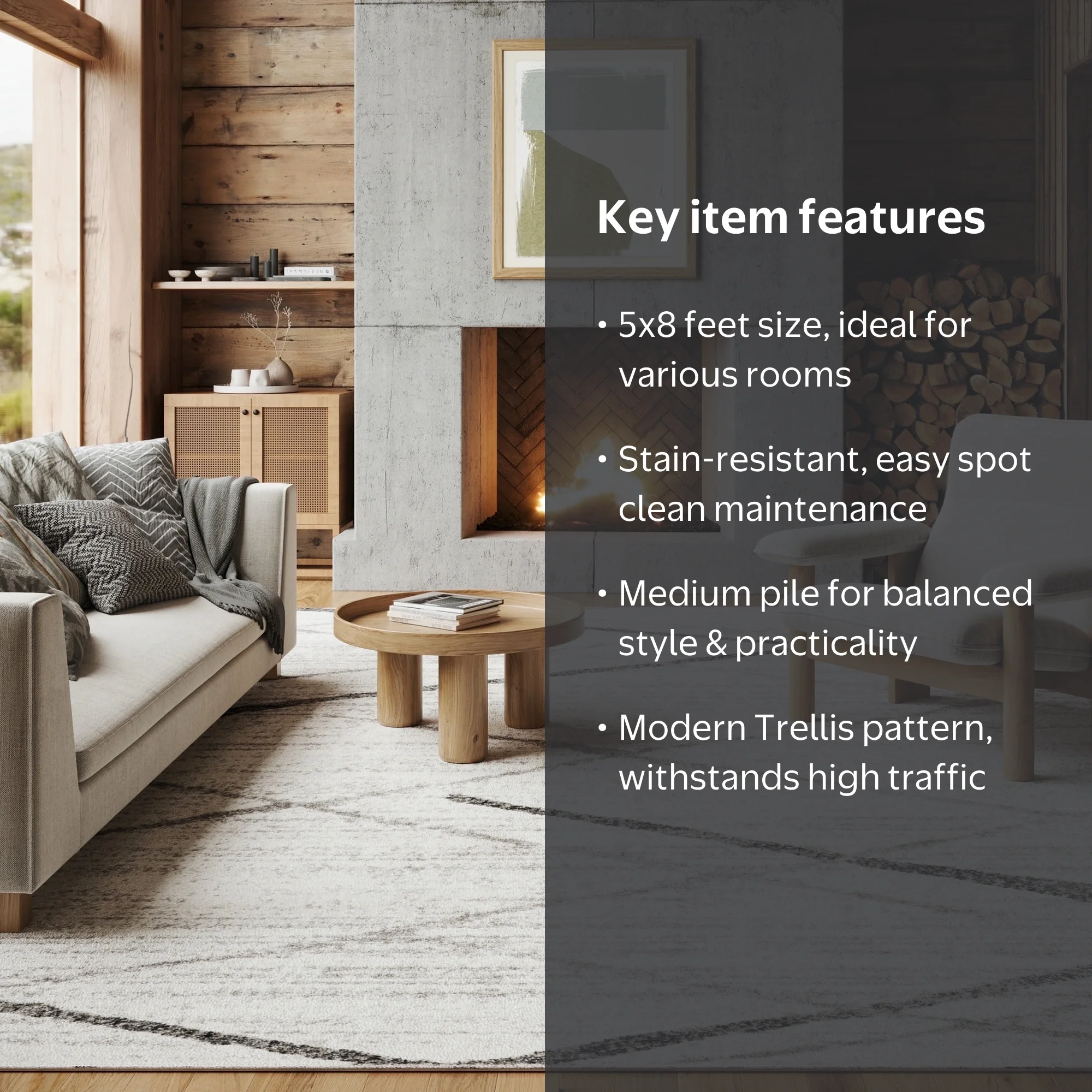 nuLOOM, Contemporary Area Rug, 5' x 8', Thigpen Grey - Walmart.com