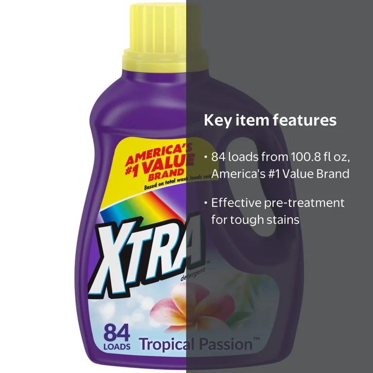 Xtra Tropical Passion, 84 Loads Liquid Laundry Detergent, 100.8 fl
