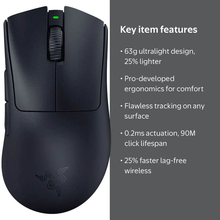Razer DeathAdder V3 Pro Wireless Gaming Mouse, 64g, 5 Buttons