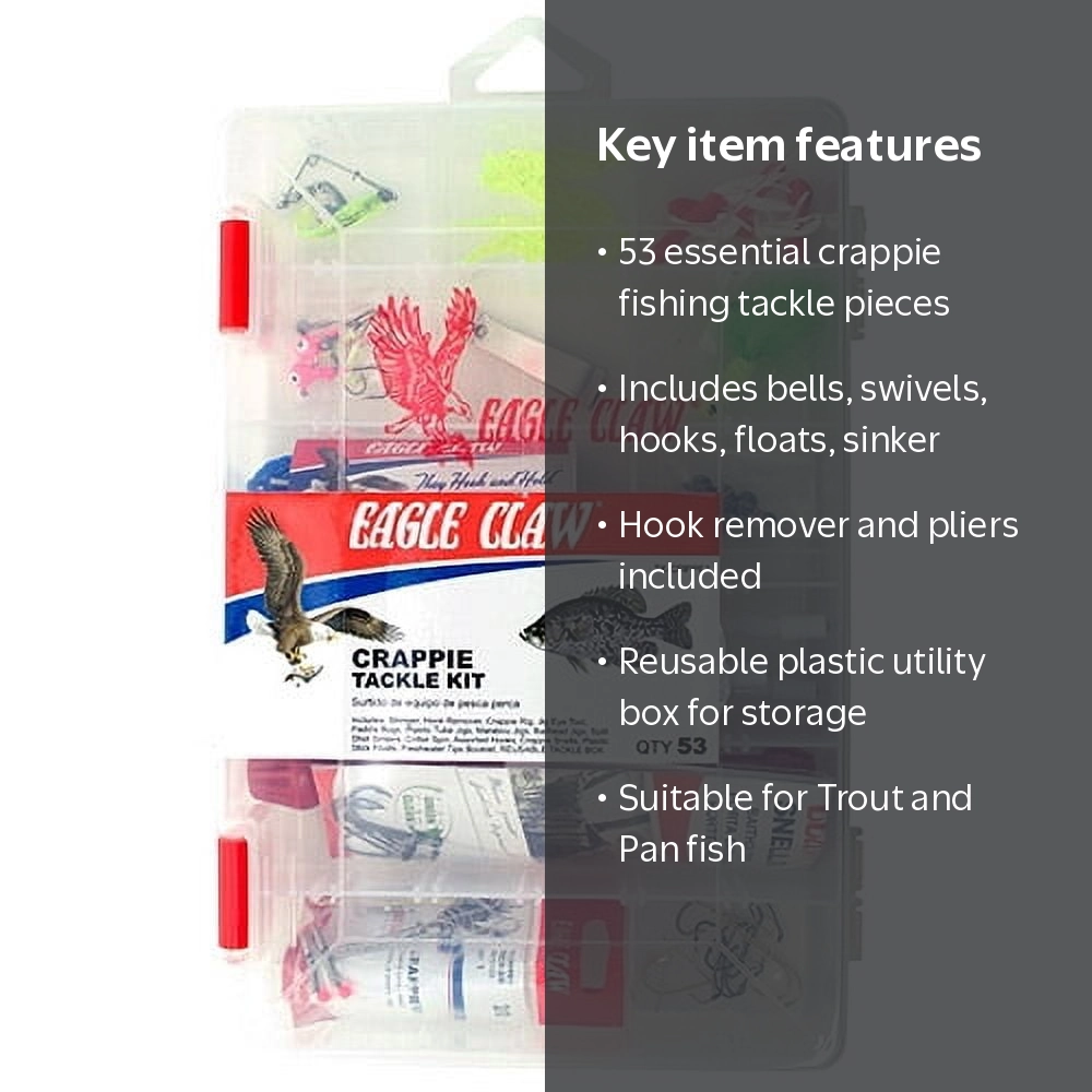 Eagle Claw Fishing Tackle Crappie Tackle Kit, 53 Pieces, TK-CRPPE1