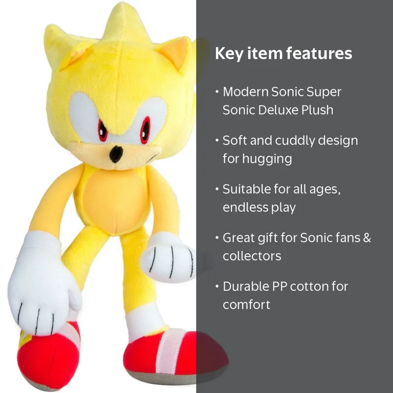TOMY Sonic The Hedgehog Super Sonic Plush, Soft Stuffed Toy, PP