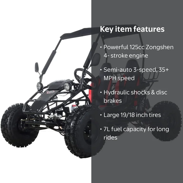 X-Pro, Go Kart, 125cc Gas Powered, Black with 18/19 inch Wheels