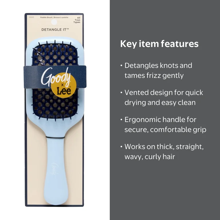 Goody x Lee Paddle Hairbrush, Detangling, No-Snag, Vented Design