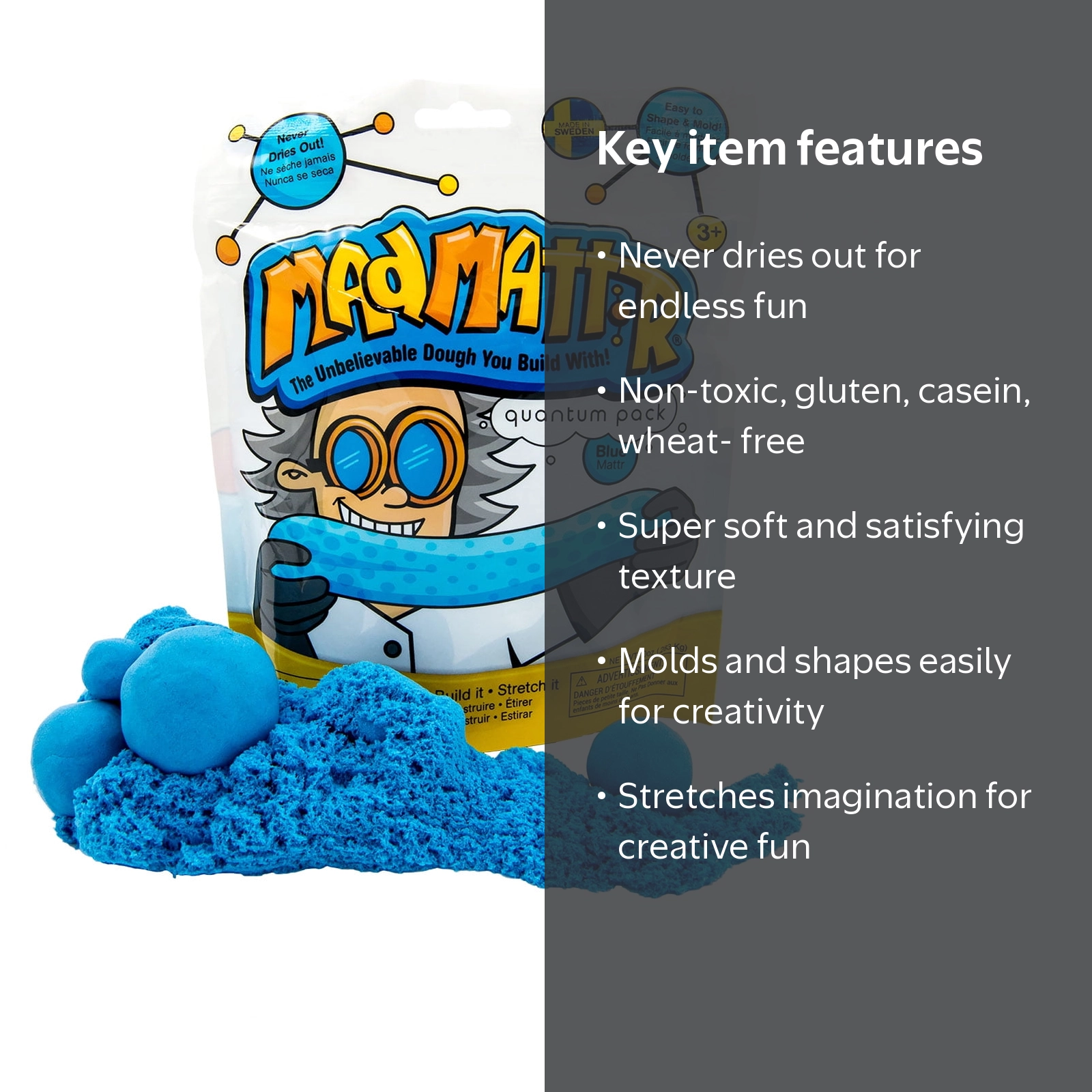シリースタイル マッドトイ MADTOY Mad Mattr Super Soft Sensory Modeling Dough 10oz. (Blue), Arts and