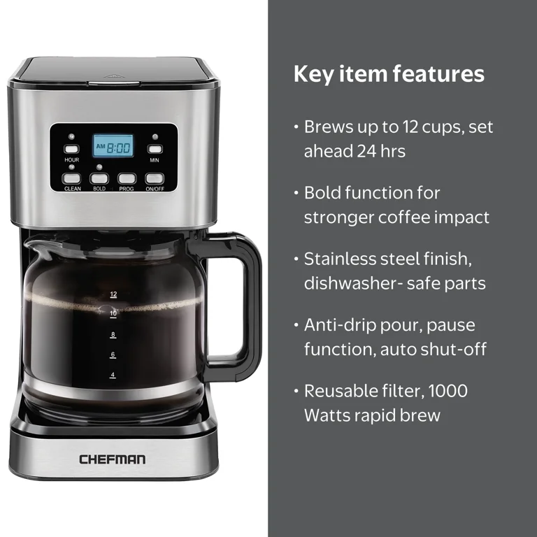 Chefman 12-Cup Programmable Coffee Maker w/ Digital Display