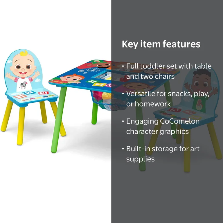 CoComelon Table and 2 Chairs with Storage Set by Delta Children