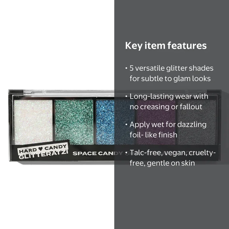 Hard Candy Glitteratzi, Eye Shadow Palette, Glitter Finish, Space