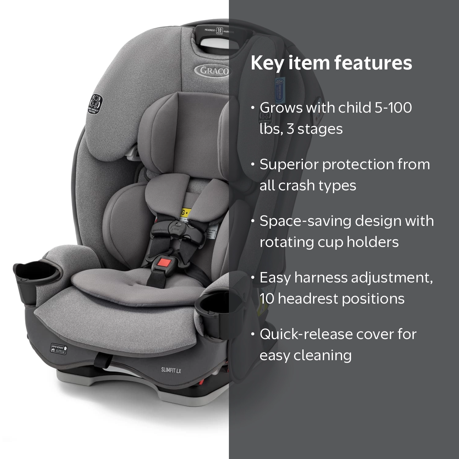 Graco SlimFit LX 3-in-1 Car Seat, Shaw, Grey - Walmart.com