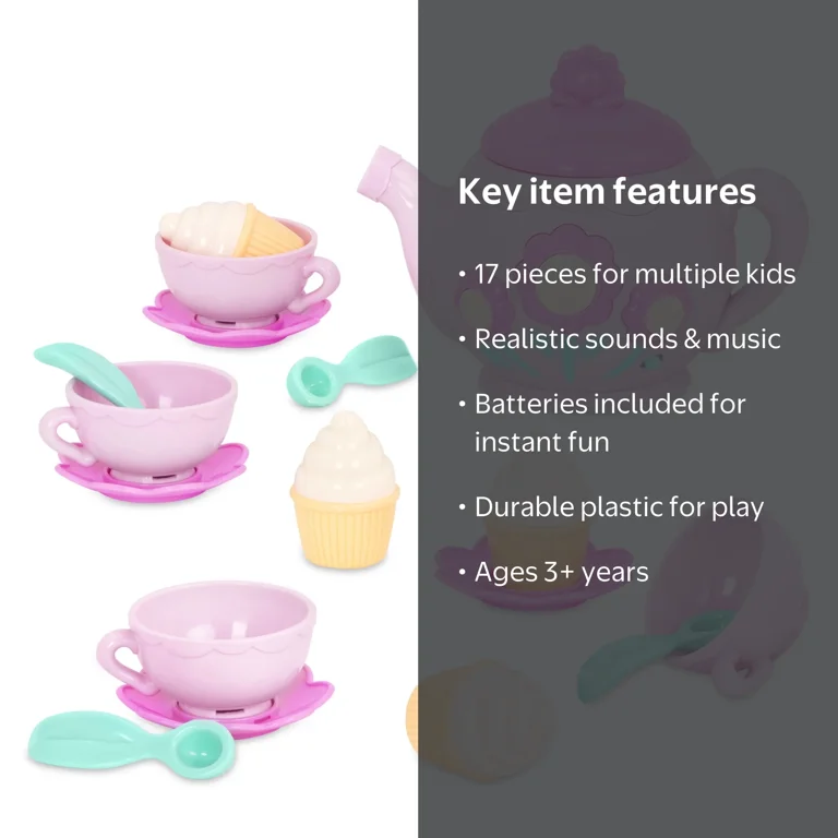 Battat La Dida Musical Tea Party Set - Toy Tea Set - Ages 3+