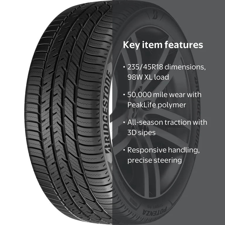 Bridgestone, Passenger Tire, 235/45R18 98W XL, All Season