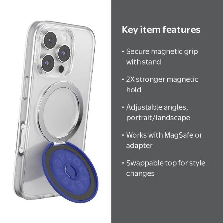 PopSockets, MagSafe Kick-Out Phone Grip, Navy Blue, Adjustable
