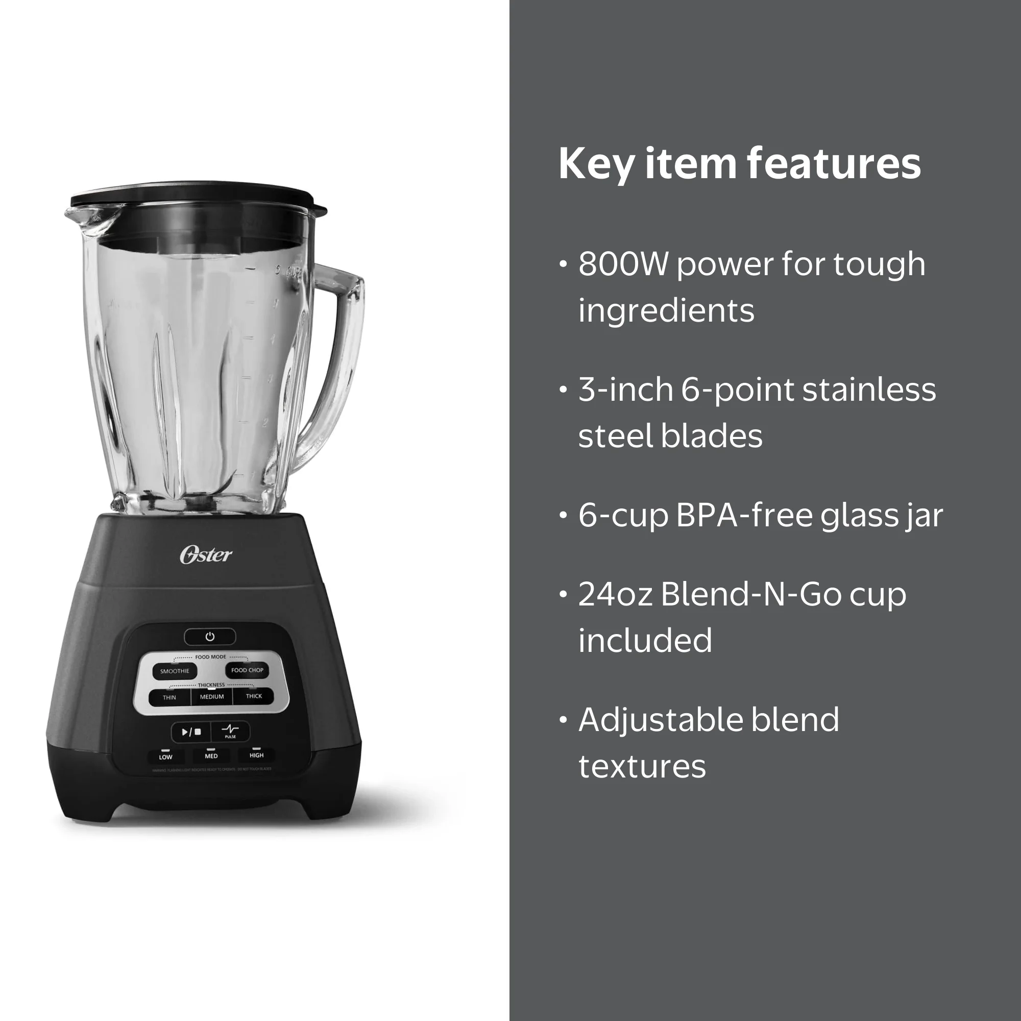 Oster Master Series Blender, Texture Select, Blend-N-Go Cup, Glass