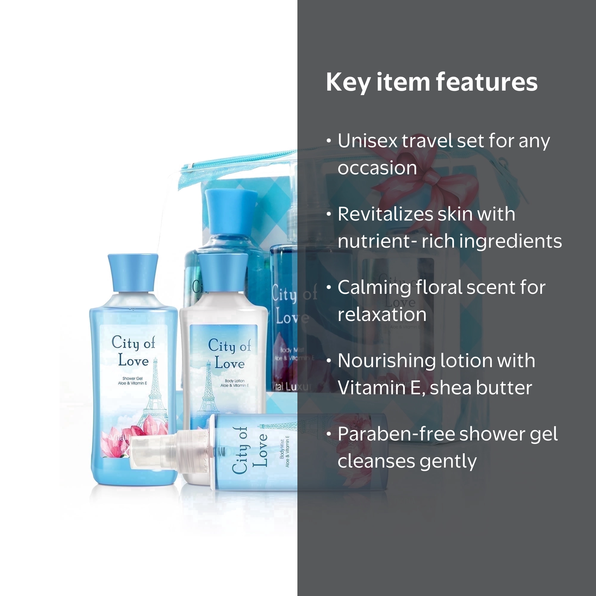 Vital Luxury, Bath & Body Care Travel Set, 3 fl oz, Unisex Gift