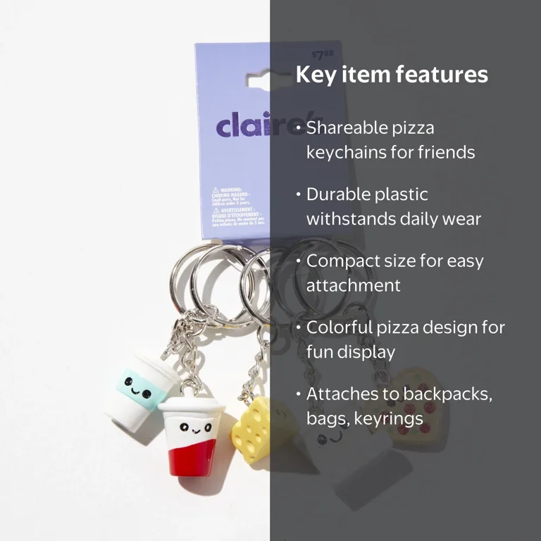 Claire's Best Friends Pizza Slice Keychain for Kids, Cute and