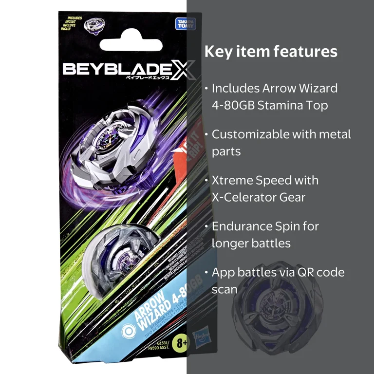 Hasbro Beyblade X Arrow Wizard 4-80GB Set - Stamina Type Top