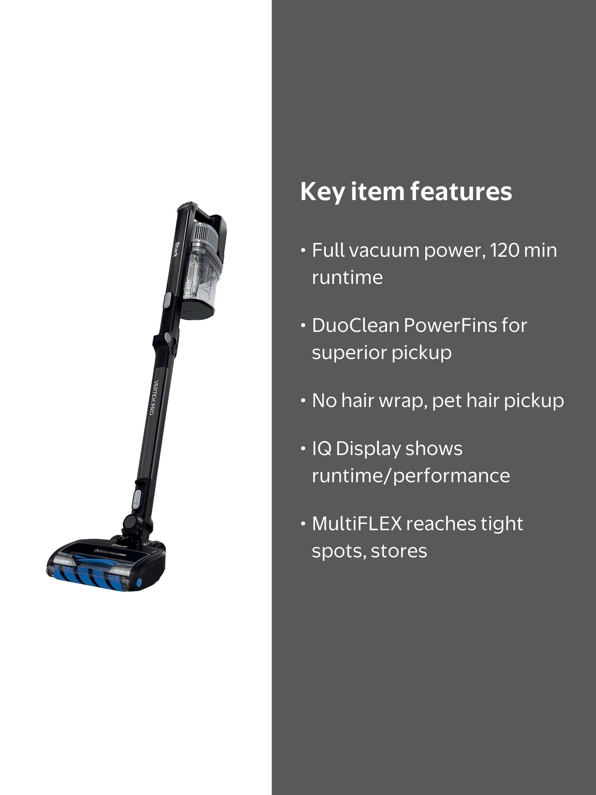 Shark IZ682H Vertex Pro Cordless Stick Vacuum, DuoClean PowerFins