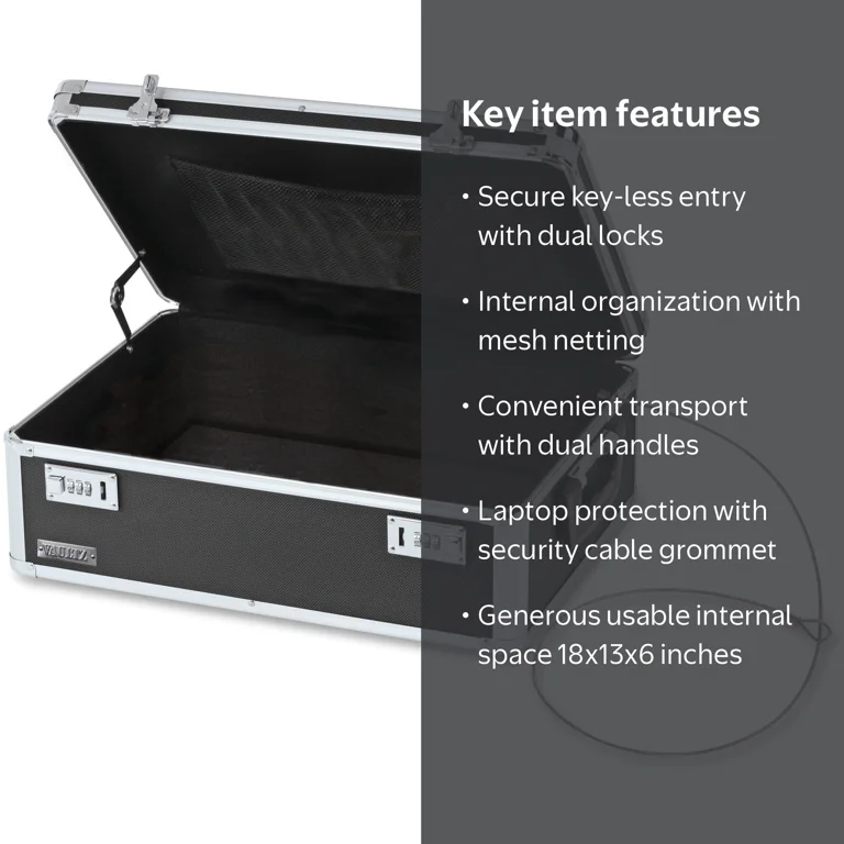 Vaultz, Locking Storage Box, 19.5 x 7 x 13.5 inches, Black