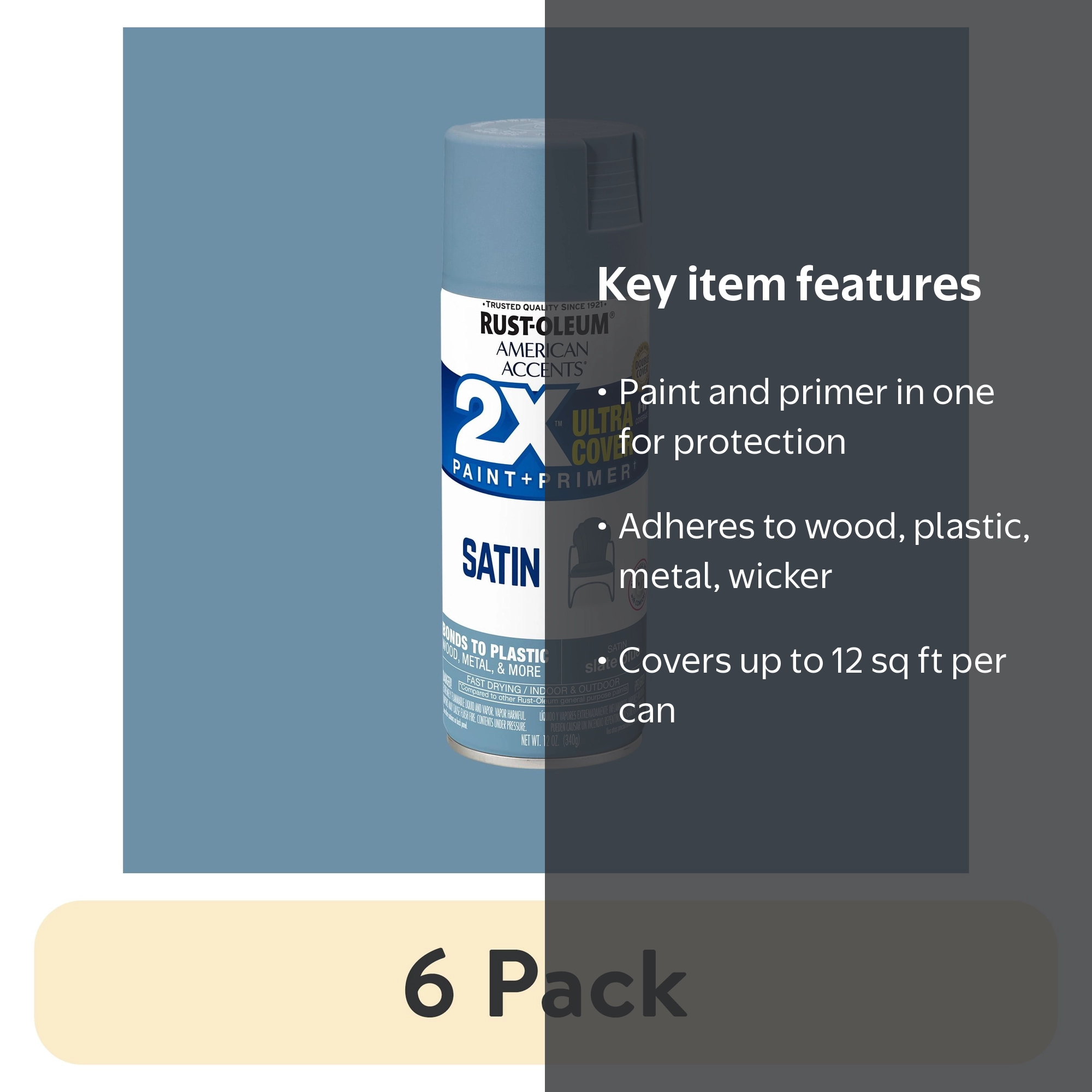 6 pack) Slate Blue, Rust-Oleum American Accents 2X Ultra Cover