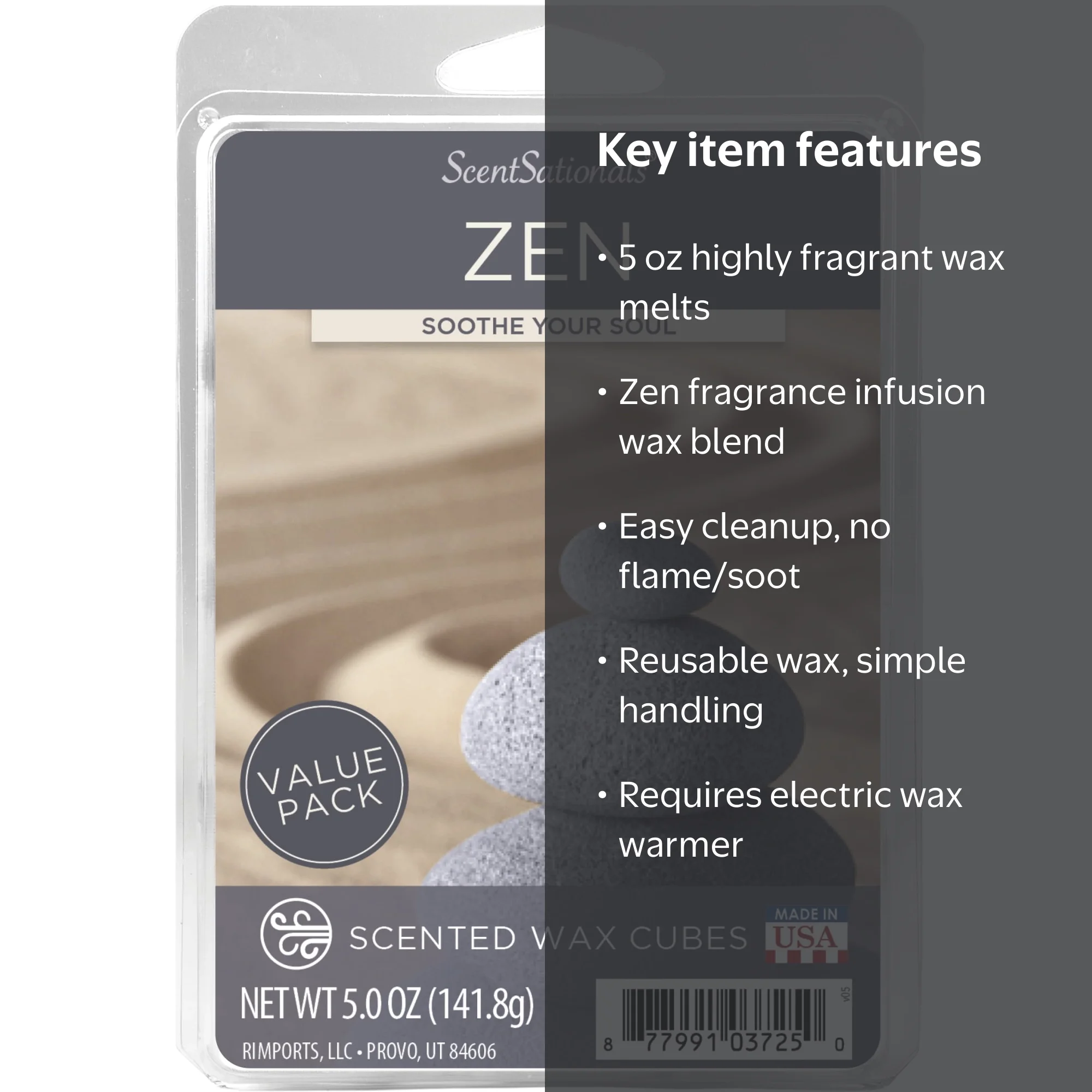 ScentSationals Zen Scented Wax Melts 5 oz Relaxing Eucalyptus