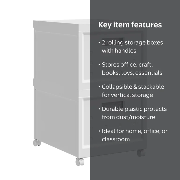 Techni Mobili, Collapsible Stackable File Boxes, 2-Pack with 10