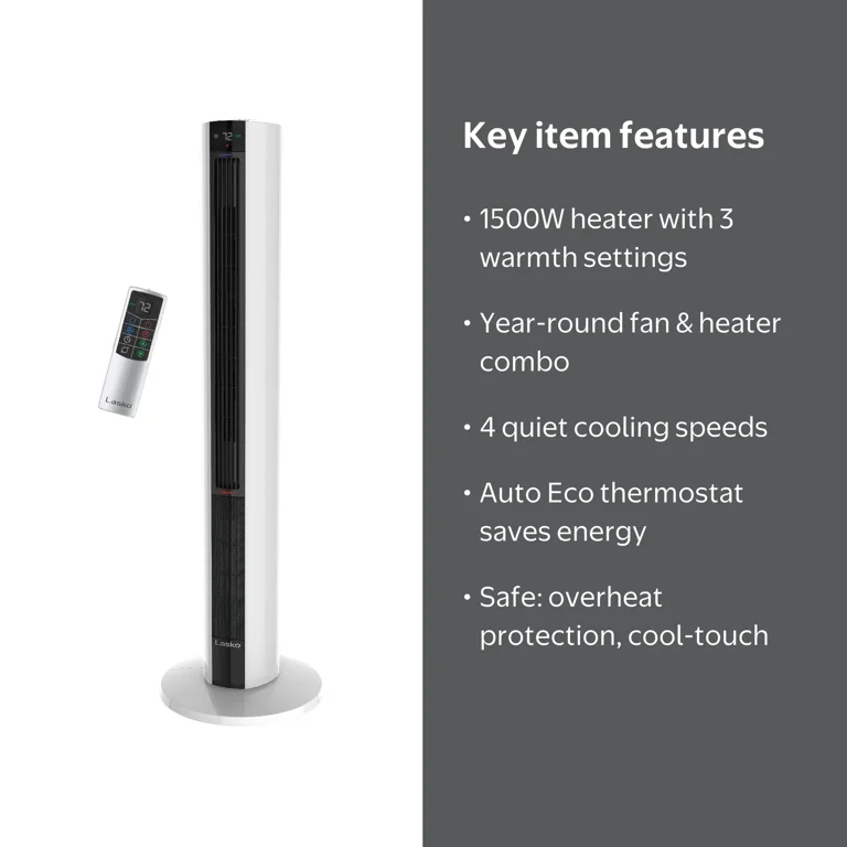 Lasko, All Season Tower Fan and Space Heater, 42