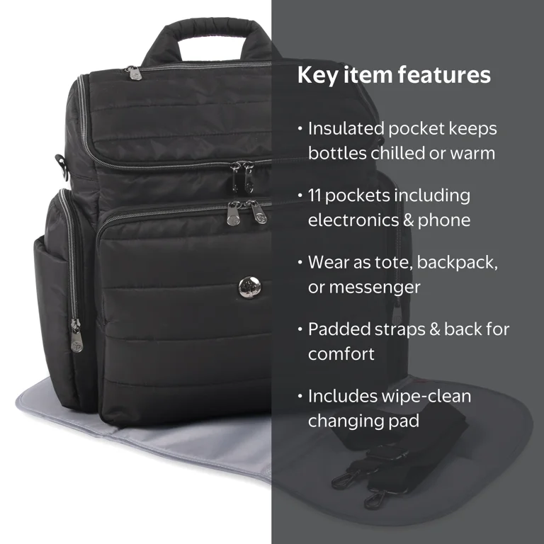 black leather changing backpack Changing/Diaper (unisex)- Leather Bag, Not Personalized seamlessly transitioning from work days to play days Leather Diaper Bag Backpack with