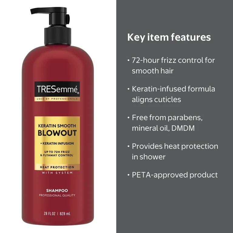 TRESemmé Shampoo, Keratin Smooth Blowout, Frizz Control, Lamellar