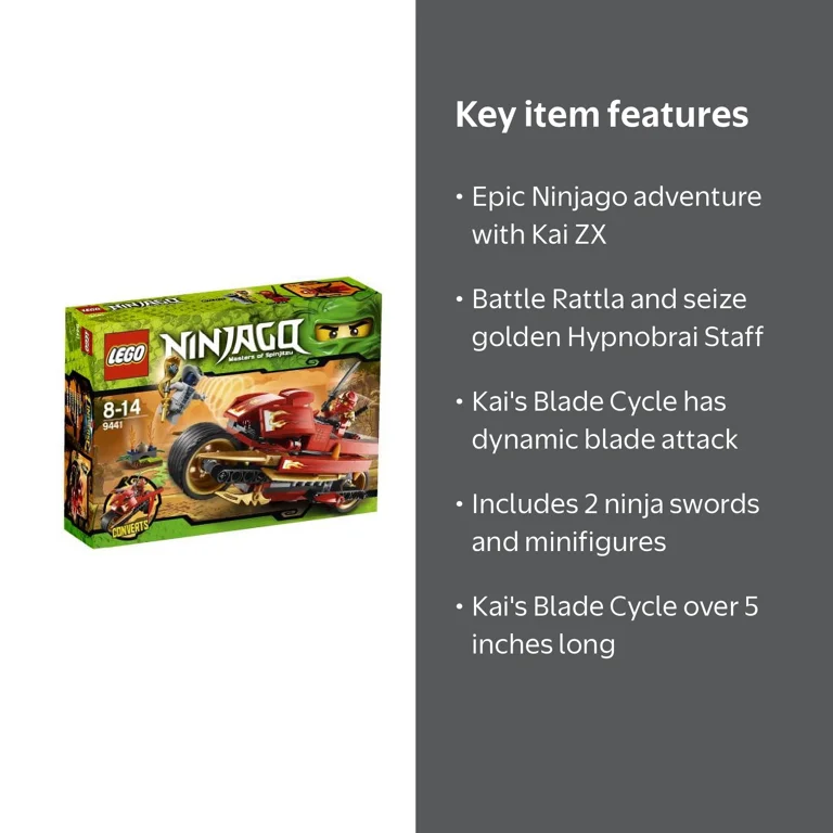 Free Shipping! Ninjago Kai's Blade Cycle Set LEGO 9441 - Walmart
