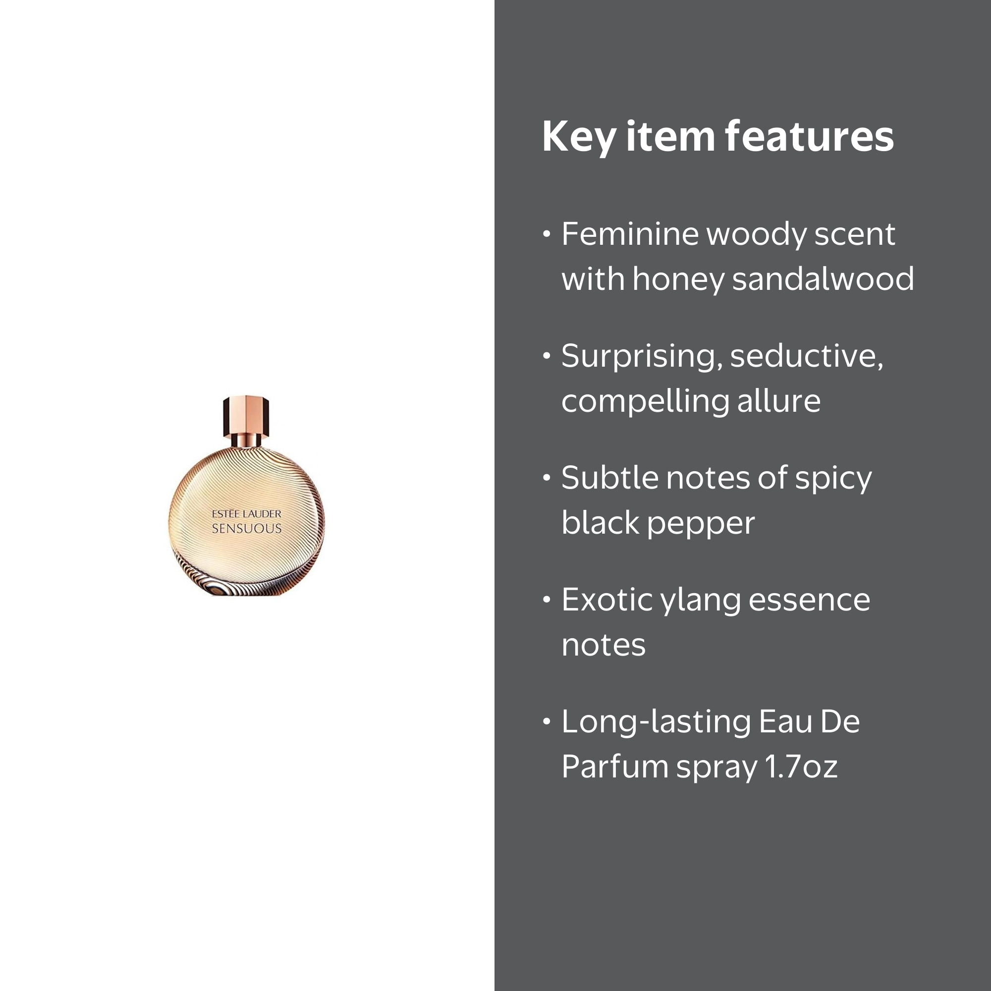 Estee Lauder Sensuous Perfume Spray, Woody Scent with Honey