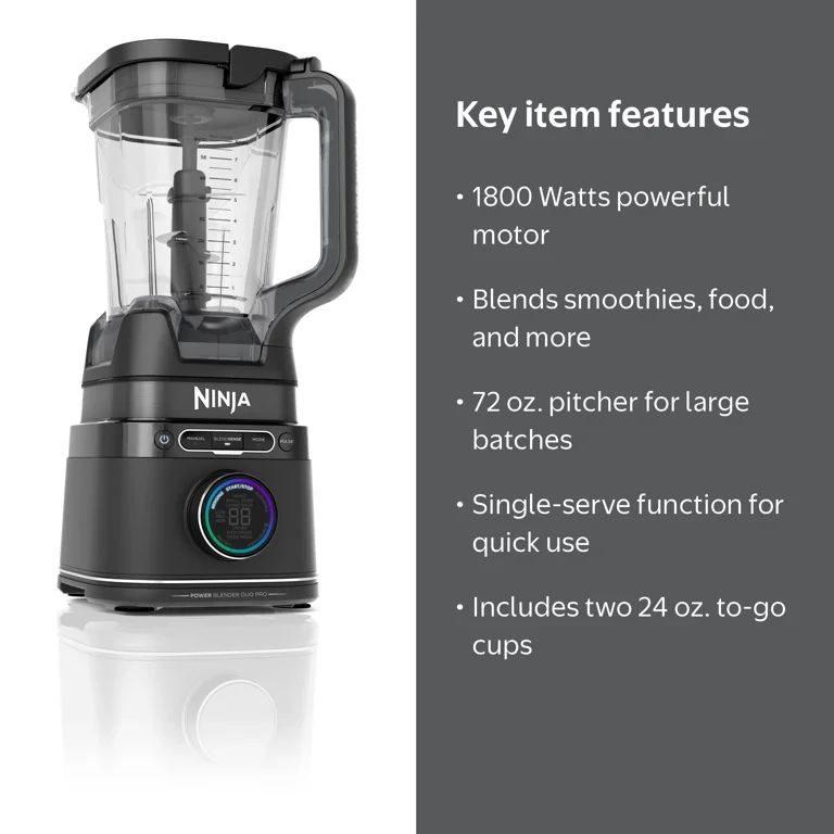 Ninja Power Blender Pro TB301, 1800 P-Watts, 72 oz Pitcher