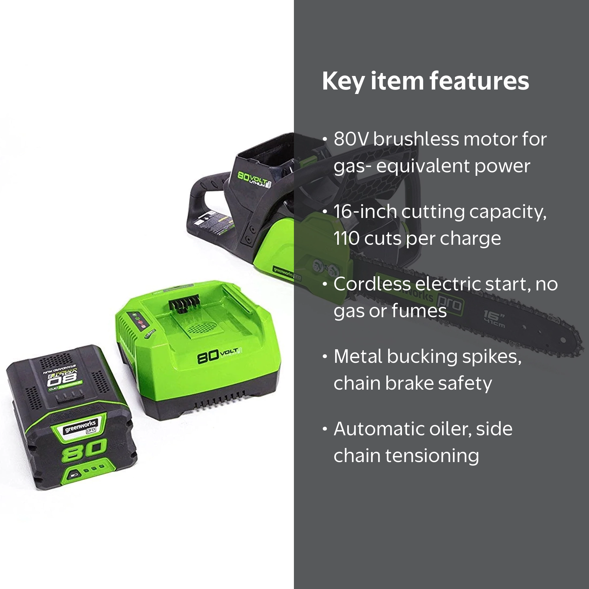 Greenworks, Chainsaw, 80V 16