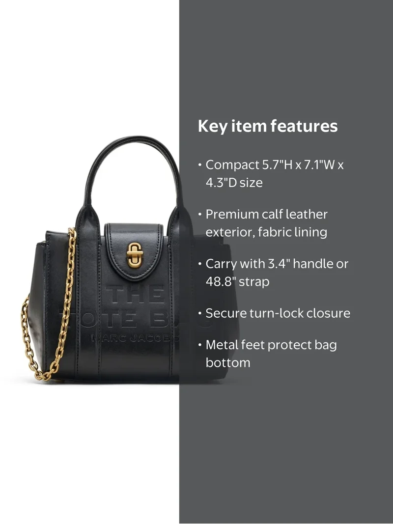 Marc Jacobs The Mini Turnlock Leather Crossbody Tote Bag In Black