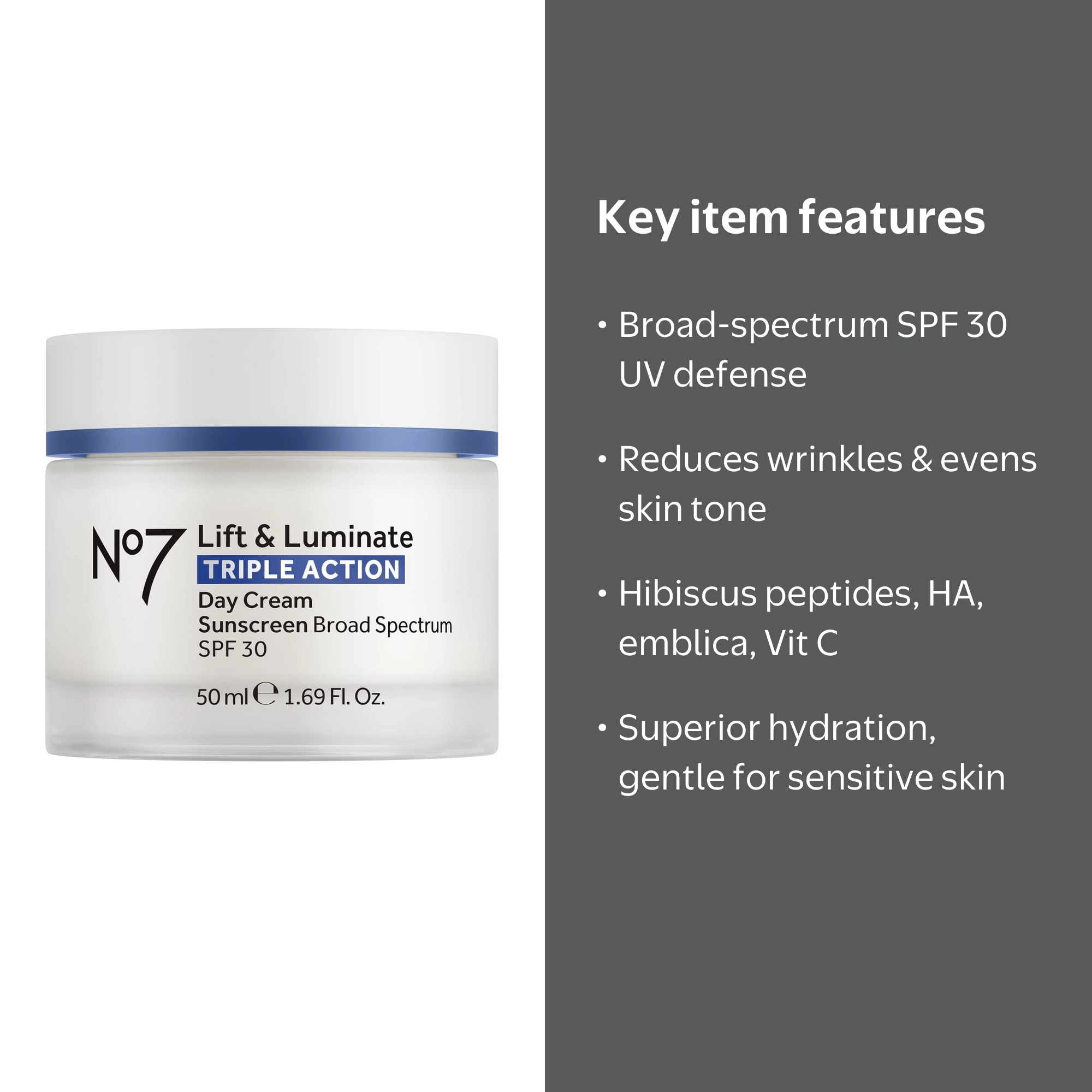 No7 Lift & Luminate SPF 30 Anti-Aging Moisturizing Day Cream with