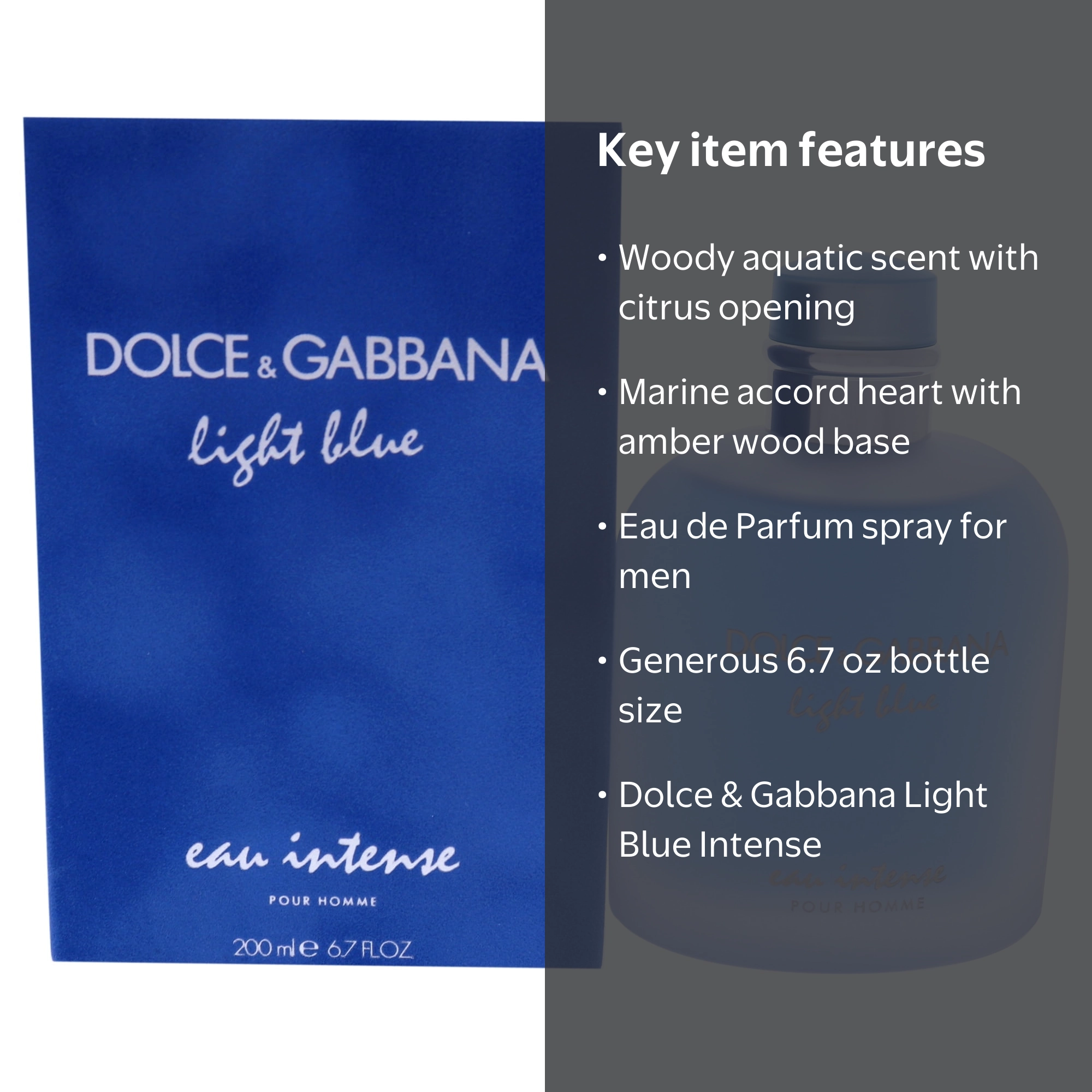 Dolce & Gabbana Light Blue Eau Intense Pour Homme, 6.7 oz EDP