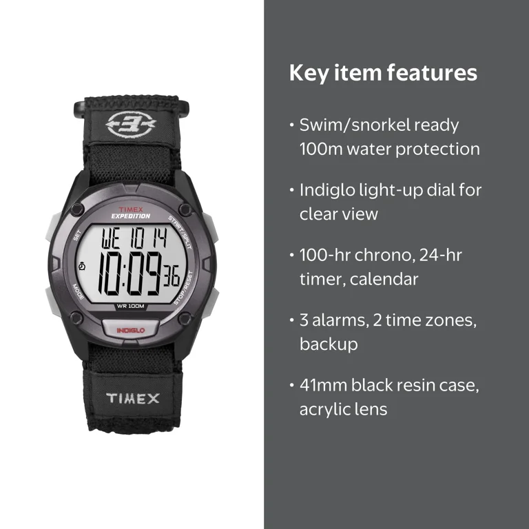 Timex, Men's Expedition Digital Watch, CAT 41mm, Black Case and