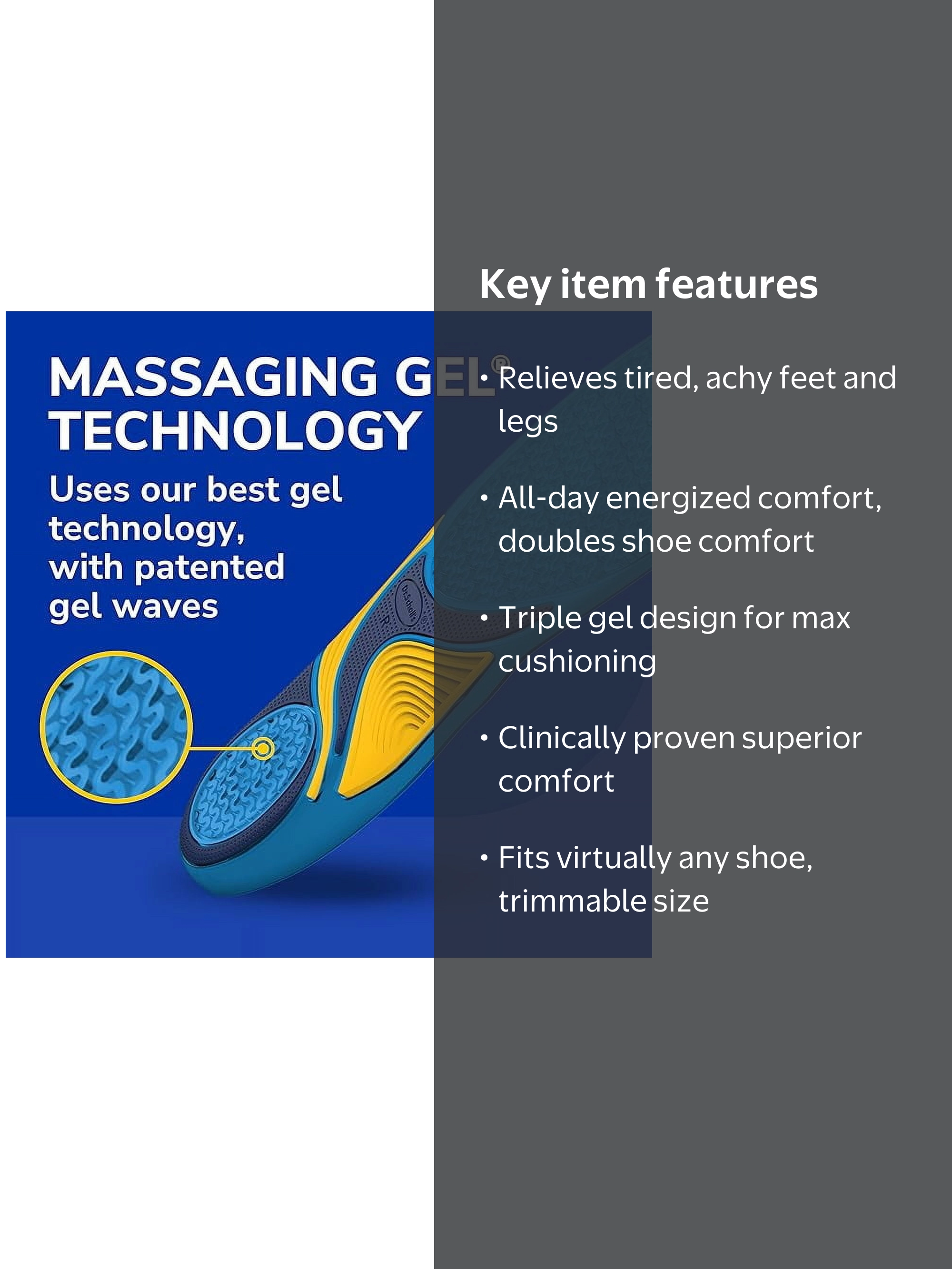 Dr. Scholl's Energizing Comfort Insoles with Massaging Gel, Size 8