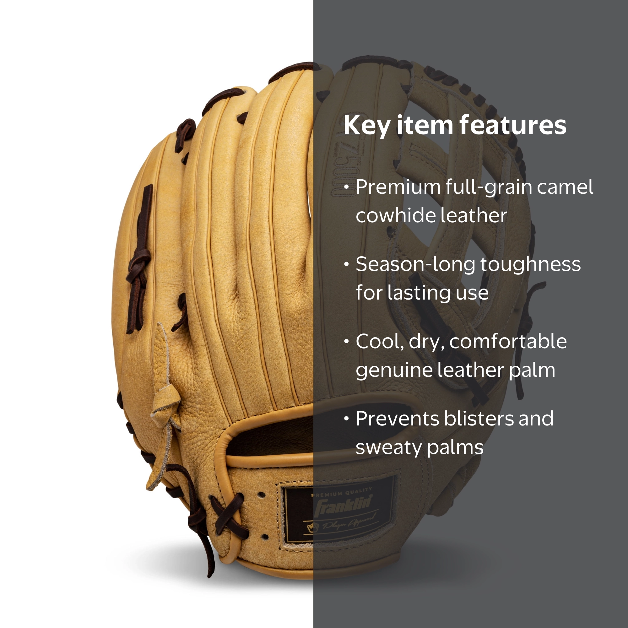 Franklin Sports CTZ5000 Cowhide Leather Baseball Glove, 12.5 in