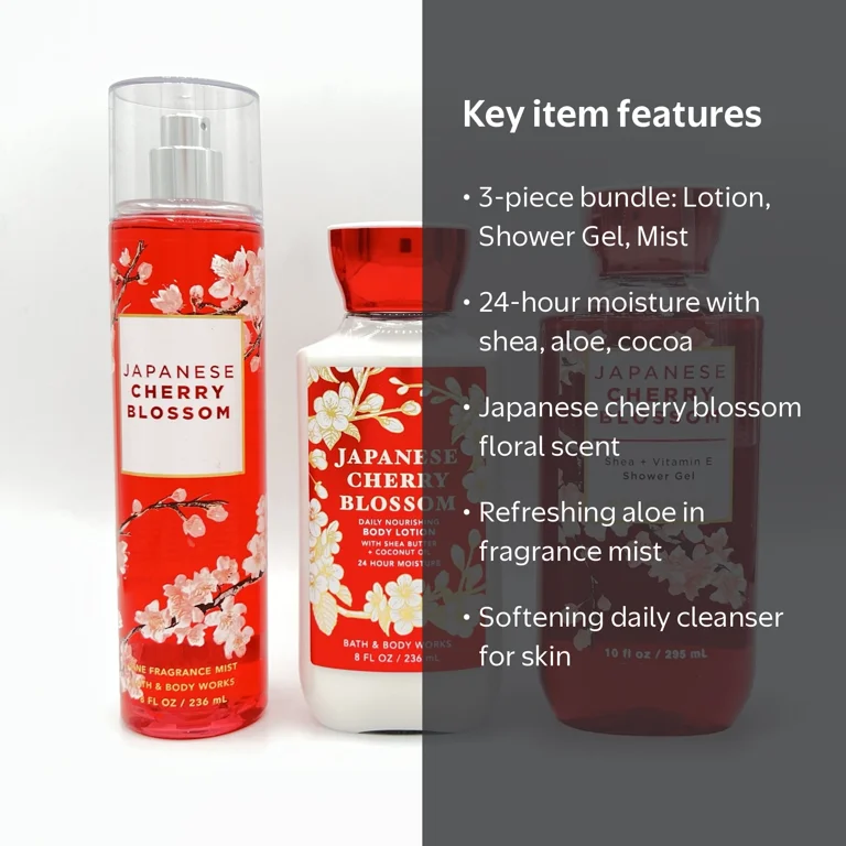 Bath & Body Works Japanese Cherry Blossom 3-Piece Bundle - Walmart.com
