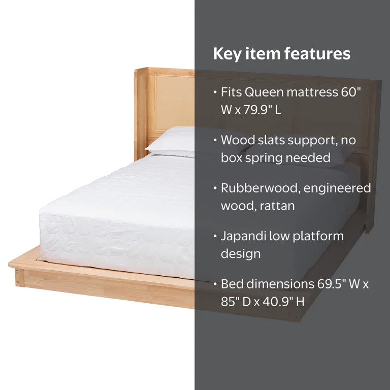 Teena Marie 　7インチ　Square Biz　輸入盤 Baxton Studio Glennis Japandi Platform Bed, Queen, Natural Brown