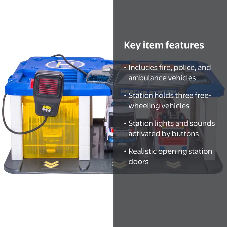 Dickie Toys, Rescue Station Play Set, with Microphone Light